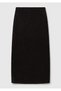 Women's black Cotton Blend all Patterned elastic waist long skirt - 2