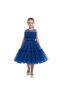 D' Daniela - Girls Bow Front Ruffle Mesh Gown Dress - Royal Blue & Sea Green 1Y to 10Y - 3