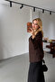 Brown Hakim Collar Single Button Blazer Jacket - 3