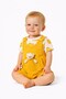 Baby Boy Teddy Bear Set of 2 Short Sleeve Snap-On Bodysuit + Ribbed Salopet Jumpsuit 3-6-9 Months - 2