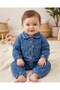 Baby Girl Seasonal 3-6-9 Months Denim Overalls, Snap Fastener Bow Detailed Overalls
