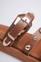 Women's Tan Gold Detailed Daily Slippers with Metal Accessories, Soft and Comfortable Soles. - 3