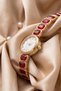 Bagetti Luxury Women's Wristwatch – Vintage Case with Red Stone Detail, Gold Steel Strap Women's Watch - 2