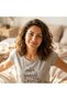Women's Cotton Pajama Set Gray Short Sleeve Lettered Comfortable Fit - 3
