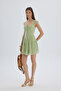 Serena Green Mini Dress with Buttons - 2