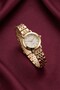 Rioa Luxury Women's Wristwatch – Vintage Round Case Roman Numeral Gold Steel Band Women's Watch - 4