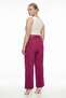 Women's Burgundy Summer Elastic Waist Flexible Slim Pants with Special Accessories - 4