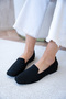 Flores Stone Women's Knitwear Black Genuine Leather Ballerinas - 5