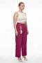 Women's Burgundy Summer Elastic Waist Flexible Slim Pants with Special Accessories - 2