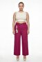 Women's Burgundy Summer Elastic Waist Flexible Slim Pants with Special Accessories