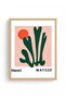Natural Wood Framed Abstract Plant Pattern Painting - Vibrant Tones |   Huhu1592 - Single Table Natural Wood Frame - 2