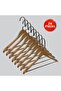 Wooden (Black Nickel Hook) Bar Hanger for Shirts and Trousers, Walnut Color, 24 Pieces