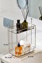 Shiny Silver 2-Tier Rectangular Bathroom Organizer Countertop Organizer with Plexiglass