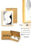 Natural Wood Framed Abstract Minimalist Painting - Black-White |   Huhu1222 - Single Table Natural Wood Frame - 3