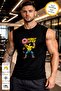 Black Donut Lifter Printed Crew Neck Sports Athlete's Undershirt Premium Thick Cotton Single Jersey Fabric Men's