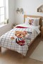 Football Player Teddy Bear Plaid Youth Pique Team-Sports Themed Modern White Red Quilted Bedspread - 3