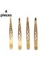 Professional Checkered 4-Piece Eyebrow Tweezers Set - Gold Color Stainless Steel Stylish Carrying Box Set - 2