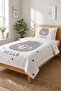 Cute Teddy Bear Starry Children's Pique Set-Minimal Animal Themed Nordic Gray Quilted Bedspread - 3