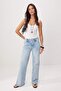 Açık Mavi rok Detaylı Normal Bel %100 Pamuk Wide Leg Jeans TWOSS26JE00051