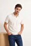 Ecru Regular/Normal Cut Soft Textured Interlock Polo Collar T-Shirt Tmnss26Po00034