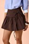 Kahverengi %100 Pamuk Gabardin Süper Mini Etek TWOSS26ET00085 - 3