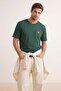Unisex Khaki Oversize/Wide Cut Fox Embroidered 100% Cotton T-Shirt Tmnss26Ts00047 - 4