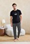 Black Regular/Normal Cut Plaid / Checked Cotton Piece Knitted Pajama Set Tmnss26Pt00048 - 4