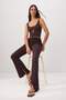 Kahverengi Wide Leg/Geniş Paça Dantel Detaylı Esnek Örme Pantolon TWOSS26PL00145 - 3