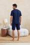Navy Blue Regular Fit Printed 100% Cotton Summer Pajama Set Tmnss26Pt00038 - 3