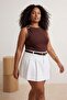 Brown Accessory Detailed Sleeveless Sandy Knitted Plus Size Blouse Tbbss26Af00099 - 3