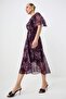 Purple Floral Patterned Midi Woven Dress Twoss26El00889 - 6