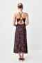 Burgundy Floral Patterned Body-Hugging Maxi Woven Dress with Gathered Detail Twoss26El00353 - 8