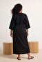 Plaj Giyim Siyah Kuşaklı Maxi Büyük Beden Kimono&Kaftan TBBSS26DE00001 - 4