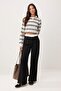 Siyah Wide Leg Bel Boxer Detaylı Dokuma Kumaş Pantolon TWOAW24PL00273 - 3