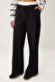 Siyah Wide Leg Bel Boxer Detaylı Dokuma Kumaş Pantolon TWOAW24PL00273 - 5