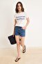 Ecru Printed Regular Crew Neck Standard Sleeve Short 100% Cotton Knitted T-Shirt Twoss26Ts00212 - 2