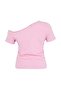 Pink Stretchy Asymmetrical Collar Knitted Plus Size Blouse Tbbss26Af00088 - 7