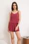 Bordo Dantelli İp Askılı Viskon Şortlu Örme Pijama Takımı THMSS24PT00007