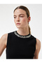 Crew Neck Sleeveless Rhinestone Knit Blouse