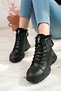 24K310 24 Black Fashion Women's Boots with Fur Inside and Zipper