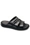 Asker 1926 100% Genuine Leather Men's Full Orthopedic Slippers Black