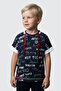 Boy's Comfort Fit Navy Blue T-Shirt with Prints and Accessories