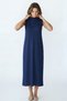 Women's Four Seasons Sleeveless Viscose Midi Length Half Turtleneck Dress Navy Blue - 5