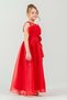 Girl's Organza Tulle Flower and Bow Detailed Gipe Back Princess Evening Dress M00800 Red - 3
