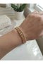 Zircon Stone Dorika Three Row Steel Handcuff Bracelet - 3