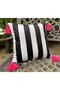 Pink Tasseled Black and White Striped Throw Pillow Pillow Case - 2