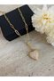 Glittering Large Heart Necklace with Non Tarnish Steel Long Paperclip Chain