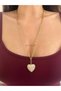 Glittering Large Heart Necklace with Non Tarnish Steel Long Paperclip Chain - 2