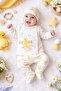 100% Cotton Newborn Baby Set 3 Pieces with Chick Patterned Booties and Pants Hospital Release 0-3 Months - 4