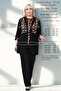 Plus Size Combed Cotton Summer %100 High-Quality Mother Set Quality Viscose Silky Textured Tank Top and Cardigan Two-Piece Polka Dot - 3